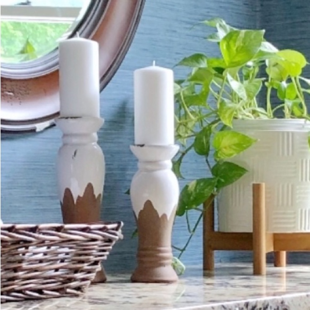 Farmhouse Style Candle Holders - Set of 2